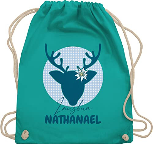 Turnbeutel Rucksack - Kompatibel Oktoberfest - Lausbua Hirsch - Unisize - Türkis - oktoberfest-tasche trachten lausbub tasche trachtenrucksack bayrisch beutel trachtenrucksäcke bayrisches