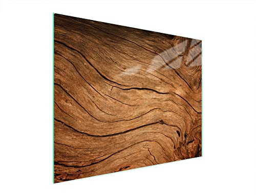 DarHaus Tagliere da cucina in vetro temperato, Copri-piano cottura a induzione, piano decorativo universale 52x40 cm, Legno marrone