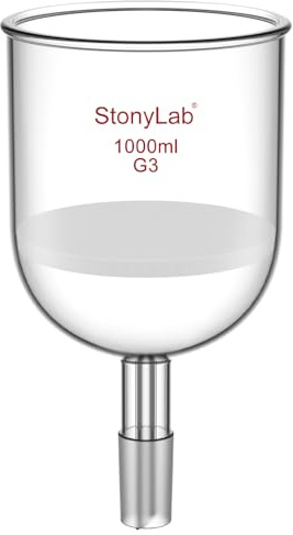 stonyLab Embudo de Filtración Buchner, de Vidrio Borosilicato, con Disco de Filtro Fino (G3) Y Junta Estándar Inferior 24/40, 1000 ml