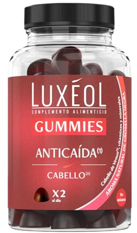 LUXÉOL - Integratore Alimentare Gummies Caduta Dei Capelli - A Base Capelvenere - Gusto Ribes Nero - Prodotto in Francia - Programma di 1 mese - 60 Caramelle Gommose