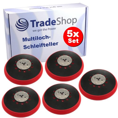 5x Trade-Shop 150mm 72-Loch Klett Schleifteller Haftteller kompatibel mit M8 Exzenterschleifern, Ersatz für Bosch 2 608 601 335/2.608.601.335, RSM6045