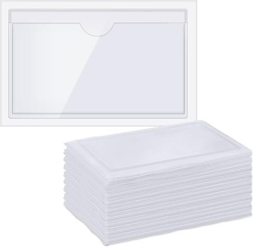 36 Stück Visitenkartentaschen Selbstklebend Transparent mit Daumenausstanzung oben, Selbstklebende Etikettenbeutel, Transparenter Kreditkartenhalter, Etiketten Kartenhalter(Size:(A4) 31.5 * 22.5CM)