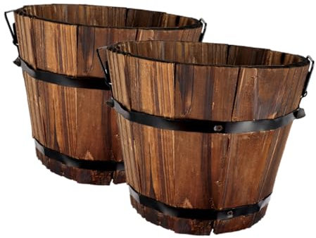 Supvox 2stücke Blumentopf Für Sukkulenten Kleiner Holzeimer Als Gartendeko Praktisch Für Balkon Und Innenhof Langlebig Und Stilvoll