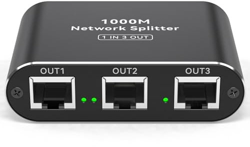 VPFET Switch Lan da 1 a 3 1000Mbps Splitter cavo ethernet Splitter di rete a 3 porte Switch Gigabit con cavo di alimentazione Type C Splitter Ethernet per Cat5 5e 6 7 8