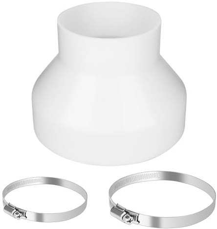 150mm to 100mm Reducer Round Ducting Reducer, 6 to 4 inch Pipe Reduction Connector 2 Stainless Steel Hose Clips Duct Reducer for Extractor Fans Cooker Hood Tumble Dryer Ventilation