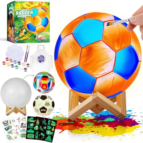 Fußball Geschenk Junge 6-12 Jahre, Lampe Bastelset, 3D Football Malset | 3D-Fußball zum Selbstbemalen, Geburtstagsgeschenk zu Weihnachten für Jungen ab 6, Nachtlicht fürs Kinderzimmer
