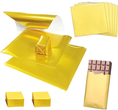 AstraGlam Schokoladen Verpackung Goldene Alufolie, 19x16cm, 100 Stück Lebensmittelecht, Perfekt Für Geschenkpapier Und DIY Projekte Bei Festen Und Feiern