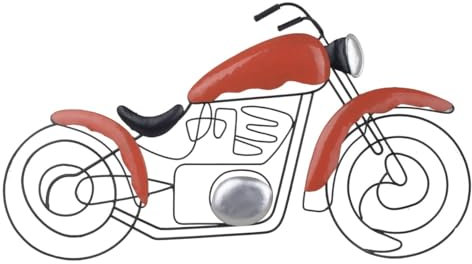 SIGNES GRIMALT Wand-Silhouette Metall Motorrad Vintage Rot Grau Schwarz Länge 70cm