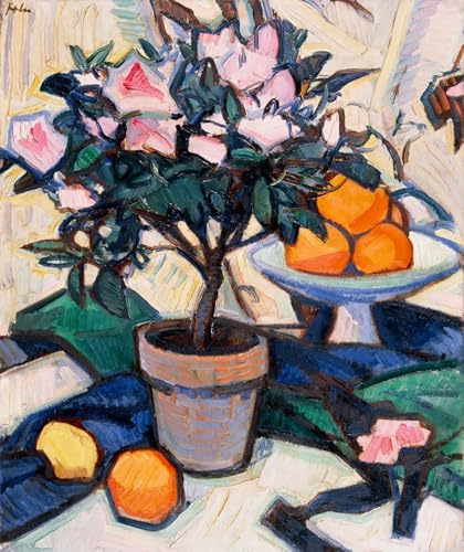 XcBAIHOUD Famous Painting Modern Artwork Classic Canvas Painting Pink Azalea and Oranges by Samuel John Peploe Printed Paintings for Home Decor 60x90cm