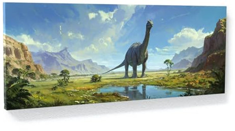 Sense Canvas Kunstdruck auf Leinwand, Dinosaurier, Jurassic Tranquility 94.0 cm, Heimdekoration, Wandkunstdruck, Poster, Gemälde, Größe XL, 60 x 24 / 1,9 cm