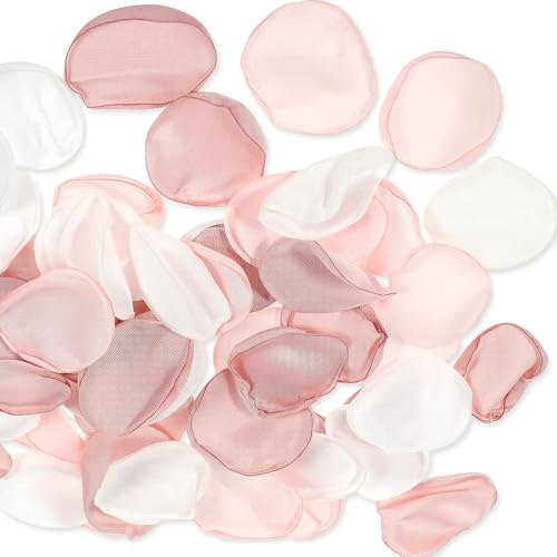 Classicseali 200pcs Artificial Flower Petals,Fake Rose Petals,Rose Petal for Wedding,Pink and White Fake Roses Petal for Wedding Bridal Shower Decor Aisle Scatter Dinner Table Party Decor 3 Color