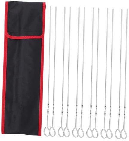 Brochettes Barbecue Plates en Acier Inoxydable 12 Pièces Argenté