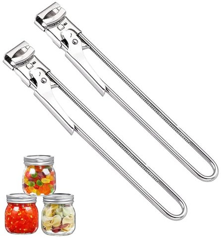 2PCS Adjustable Can Opener, Jar Openers for Arthritis Hands, Multifunctional Stainless Steel Bottle Opener, Manual Bottle Lids Off Cover Remover Tin Gripper