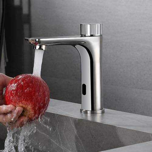 Infrared Basin Tap Sensor Tap White Basin Taps Touchless Bathroom Tap Hot and Cold Bathroom Basin Taps Mixer Single Handle