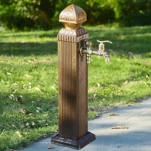 WNYAILLL Fontana in Metallo da Giardino Esterno, Colonna d'Acqua per Il Giardino, Fontanella a Colonna con Rubinetto Acqua, per Esterno Casa Giardino(Gold C)