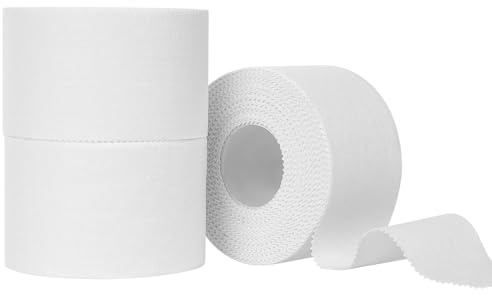 BUTBU 3 Rollen Sporttape, 3,8cmx10m Weiß Tape Sport Tapeverband Fingertape, Starres Medizinisches-Sport, Hautfreundlich, für Fußball Volleyball Alle Sportarten - Starke Haftung, Reißbar