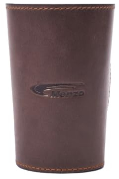 Menzo Getränkehalter für PET-Flaschen – Gürtelhalter für Kellner, robustes Echtleder, praktische Flaschenhalterung zum Einfädeln am Gürtel, ideal für Gastronomie