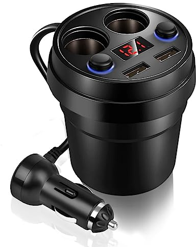 Cargador De Automóvil USB Dual, Copa Multifunción Que Carga Rápida Adaptador De Cargador De Cargadores De Automóviles con Cigarrillo con Alambre Cargador Coche para La Tableta De Teléfono PC