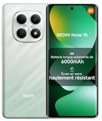 XIAOMI REDMI Note 15 - Smartphone de 8+256GB, Pantalla AMOLED FHD+ de 6,77, MediaTek Helio G100-Ultra, cámara de 108MP, batería de 6000 mAh, Cargador no Incluido, Verde (Versión ES)