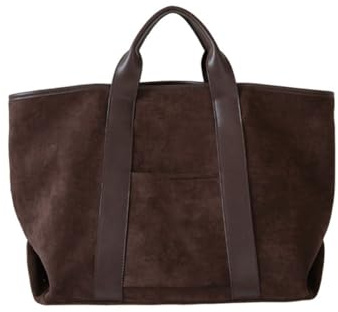 VNLCPX Wildleder Handtasche Groß, Tote Bag Damen, Vintage Braun Henkeltasche, Shopper Umhängetasche für Arbeit Büro Reisen Einkaufen Schule