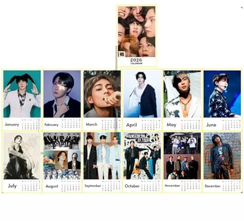 SKZ BP SVT A-TEEZ Babymonster Tischkalender 2026 Geschenk Foto Tischkalender für Neujahrsgeschenk (B.T.-s)