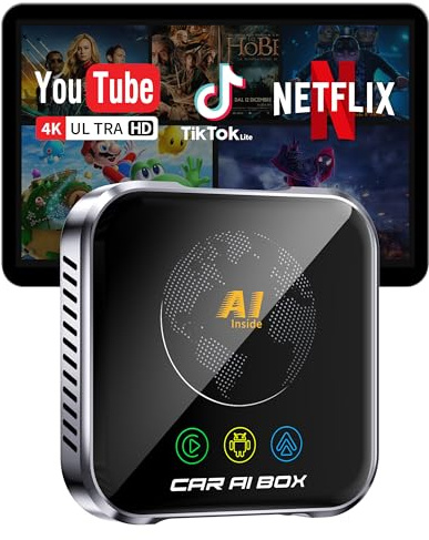 ZYW Magic AI Box Wireless CarPlay Adapter, Fast Car Video Box Plug & Play, Easy Setup, Supports Netflix/YouTube/TF Card Streaming Equalizers and More for OEM Wired CarPlay/Android Auto Cars (Gray)