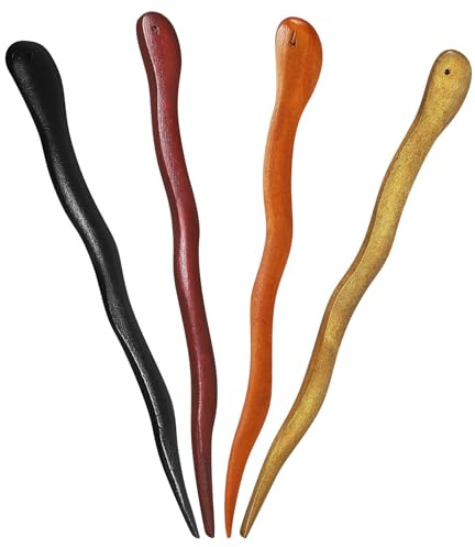 MALUGOGO 4 Pezzi Bastoncini per Chioma in Legno di Sandalo, Elegante Accessorio per Acconciature senza Irritazioni, per Compleanni e Matrimoni
