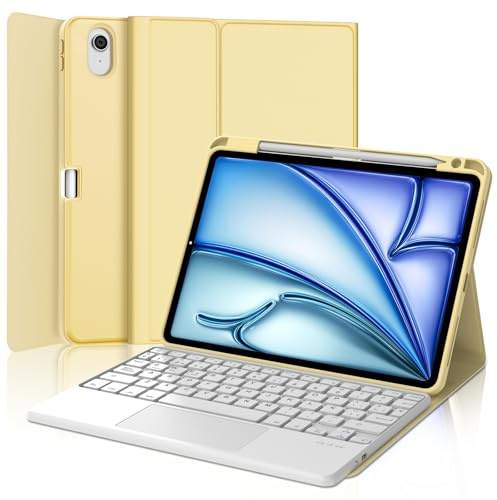FOGARI Teclado con Touchpad para iPad Air 11 M4/M3/M2 2026/2025/2024 | Español Ñ Teclado Magnético Desmontable Bluetooth con Trackpad para iPad Air 11 Pulgadas M2/M3/M4, Amarillo
