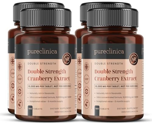 Doppia Concentrazione Estratto di Mirtillo Rosso 10.000mgx 720 Compresse (4 flaconi da 180-2 Anno Di Offerta)