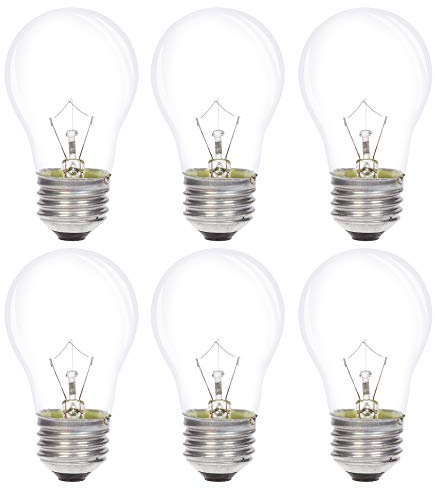 Simba Lighting Appliance Light Bulb A15 40W (6 Pack) Incandescent Mini-Standard Shape with E26 Standard Medium Screw Base for Refrigerators, Ovens, 110V 120V 130V, Dimmable, 2700K Warm White