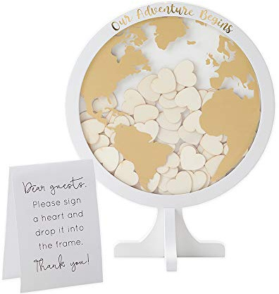 Kate Aspen 22101NA Hochzeitsgästebuch-Alternativen, MDF Holz Papier Polystyrol (PS), Weiße Karte mit Herzen