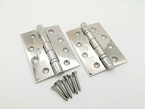 Door Hinges FIRE Rated 4’’x 3’’ Ball Bearing CE13 Grade Stainless Steel -Chrome (5 Pair (10 Hinges))