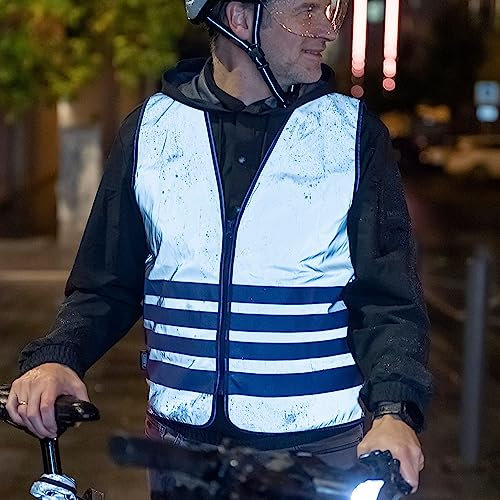 ABUS Gilet de sécurité Lumino Urban Vest - gilet de sécurité entièrement réfléchissant pour une meilleure visibilité de nuit - pour adultes - avec fermeture éclair