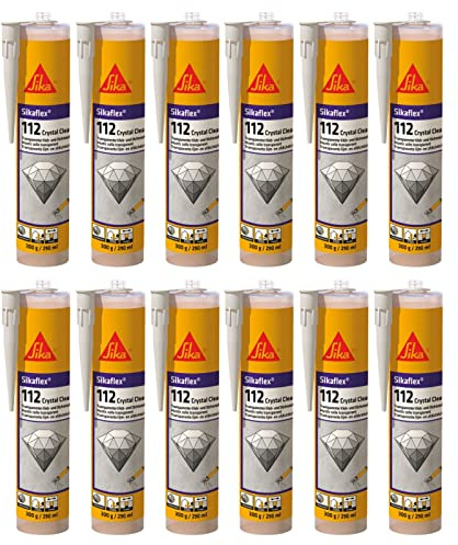 12x Sikaflex 112 Crystal Clear Universeller Kleb- und Dichtstoff 300g Kartusche Kristallklar