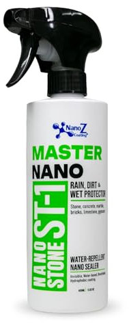 Nano Stone Invisibile rivestimento idrorepellente idrofobo, previene l'assorbimento di acqua di calcestruzzo, pietra, marmo con spruzzatore (16 once)