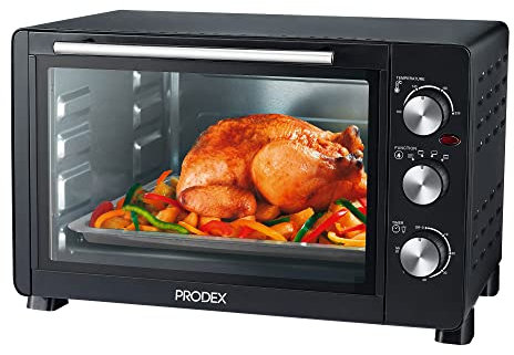 Prodex PX7030B 30 Litre Tabletop Mini Oven, 1500W Electric Cooker & Grill, Ideal for Roasting, Baking, Grilling & Reheating, Temperature Range: 100-230°C, Black