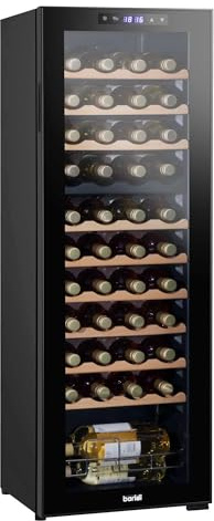 Dellonda Baridi 44 Bottle Dual Zone Wine Fridge with Digital Touch Screen Controls, Beech Wood Shelves & LED Light, Black - DH92
