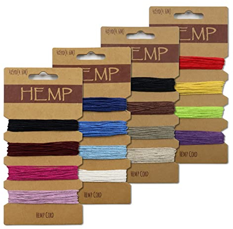 16 Colors Waxed Hemp Cord 1mm, 4 Cards Flax String Colored, 80 Yards Wax Coated Thread, Colorful Twine for Jewelry Bracelet Making Handmade Craft (Combo 1)