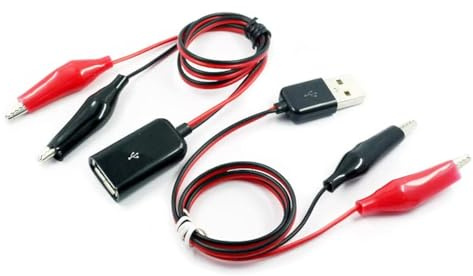 WANGCL 2PCS Crocodile Clip Leads Battery Clips Wire Multimeter Crocodile Clips Alligator Clip to USB Male Female Plug Adapter