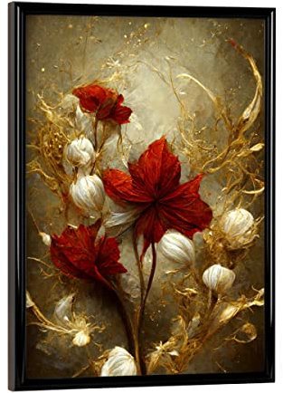 artboxONE Poster mit schwarzem Rahmen 18x13 cm Natur Blumen mit Gold - Bild Blume Blumen Blumen