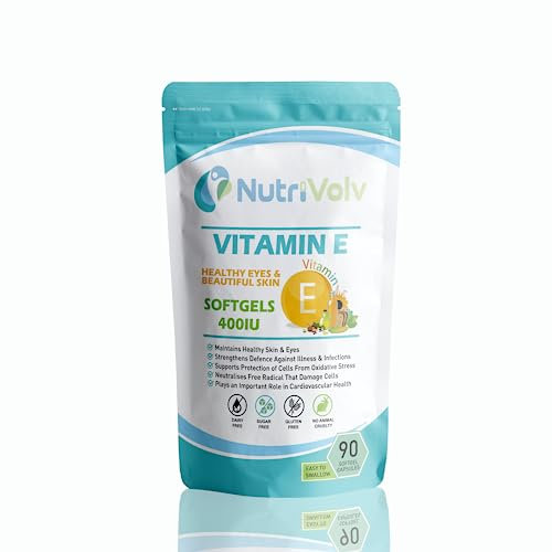 Nutrivolv Vitamin E 400IU - 90 Softgels | Antioxidant Supplement for Skin Support & Cell Protection | Helps Reduce Oxidative Stress, Promotes Healthy Skin & Immune Support