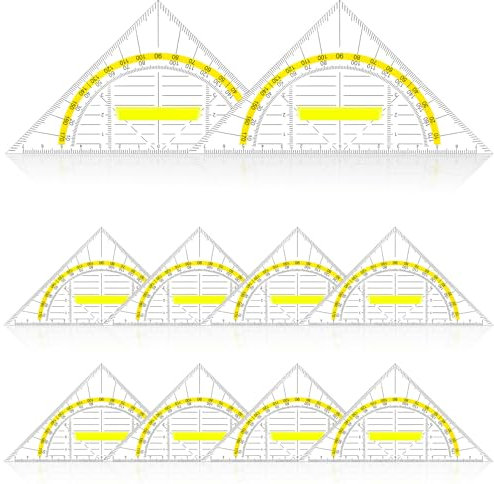 10 Stück Geodreieck, Geometrie Dreieck mit Griff flexibles Geodreieck Geodreieck zum Zeichnen von Kreisen Geodreieck aus Kunststoff Geeignet für Studenten Bürodesigner Maler