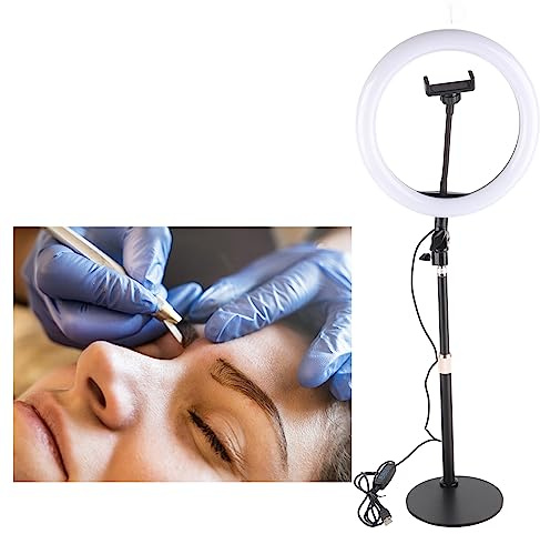 Luce Circolare a LED per Streaming Live, Kit di Illuminazione per Videoconferenza, Luce di Riempimento per Tatuaggi per Saloni di Bellezza per Fotografia in Studio per (Nero)