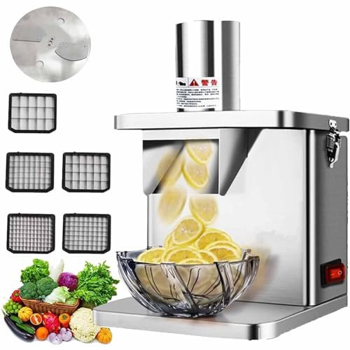 PixCy Cortador Verduras Dados Eléctrico con 5 Rejillas para Cortar Cubitos Cortador Dados Frutas Y Verduras Cortador Cubos De Cebolla Y Patata para Inicio/Comercial Capacidad