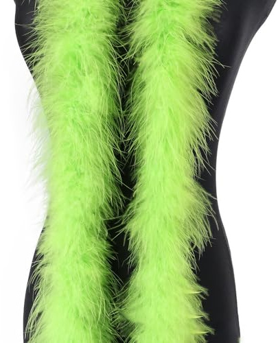 2m 8cm Federboa Truthahnfedern Boa,Flauschige Plüsch-Feder Boa Federstola Federschal Federgirlande für Weihnachtsbaum Hochzeit Basteln Burlesque Karneval Party 20er Jahre Kostüm Deko,ca. 15g Grün