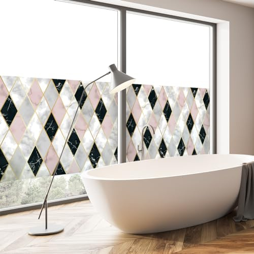 Ambiance Sticker Selbstklebende Sichtschutzfolie für Fenster & Duschtür, Blickdicht, Rauten, schick, selbstklebend, Sichtschutz für Fenster & Duschtür, XL – H 40 x L 200 cm