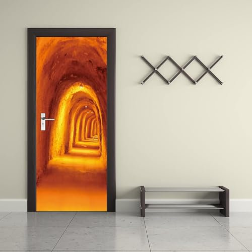 3D Door Wallpaper Self-Adhesive Door Sticker Door Foil Door Poster Door Mural Underground Tunnel Door Wallpaper Photo Wallpaper Self-Adhesive Poster - Removable Mural Living Room Pvc Waterpro -4K3H6Z8
