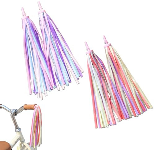 2 Pares Serpentinas de Bicicleta para Niños, Serpentinas de Colores Manillar Bicicleta, Niños Serpentinas para Scooter,Niños Bicicleta Cinta Decoración,para Bicicletas de Equilibrio para Niños y Niñas