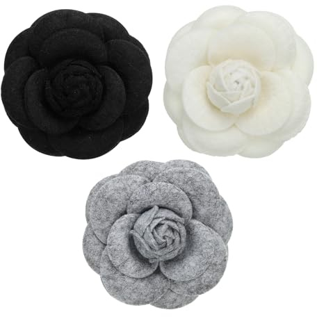 PATIKIL Kamelia tygstift, blombrosch konstgjorda blommor broscher för kvinnor flickor tyg bröllopsfest dekor tillbehör smycken gåva, 7cm/2,8 inch, Konstgjord ull