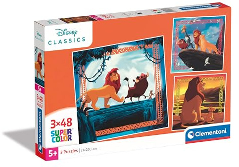 Clementoni König der Löwen Puzzle 3 x 48 Teile | Puzzle Disney 32 x 22 cm für Kinder ab 5 Jahre - buntes Kinderpuzzle mit besonderer Leuchtkraft & Farbintensität 25323